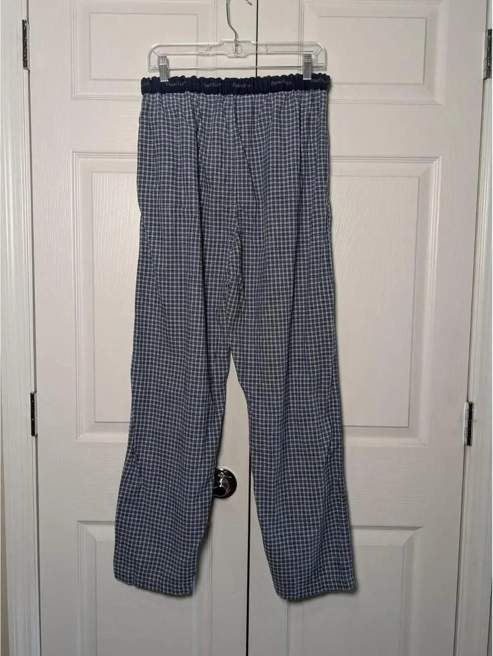 Perry Ellis Men's Portfolio Plaid Pajama Pants, Blue, Size Medium, Cotton